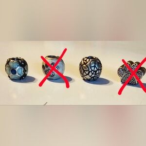 Pandora Beads. Flowers And Peace Signs Left.